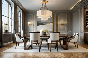 dining room with table generated by AI
