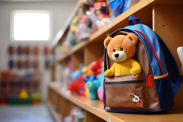 Teddy Bear Backpack, Back to School Concept