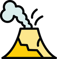 Rain volcano eruption icon outline vector. Magma landscape. Vulcano explosion color flat