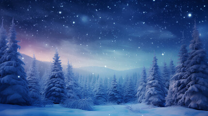 christmas winter landscape with fir trees in the mountains