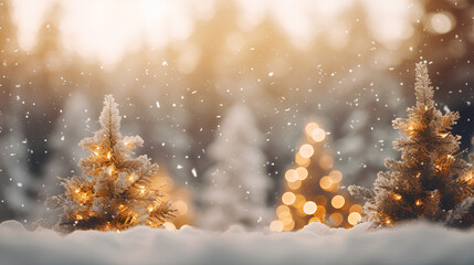 Obraz na płótnie Canvas christmas background. fir tree in snow.