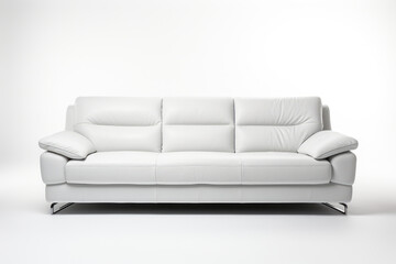 White leather sofa isolated on white background. 3d illustration. created by generative AI technology.
