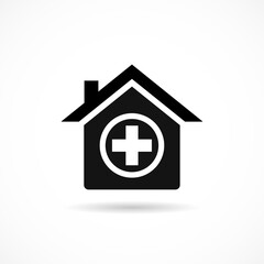 Medical house vector icon. Hospital building vector icon.