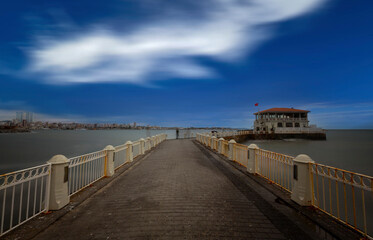 Fototapeta na wymiar The historical pier in the Moda district of Kadikoy on Istanbul's Asian shore