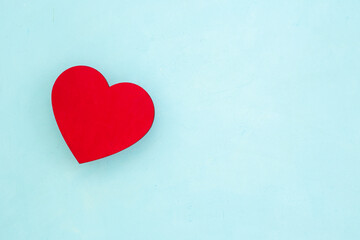 Red heart top view, medical and health care concept. Valentines day background