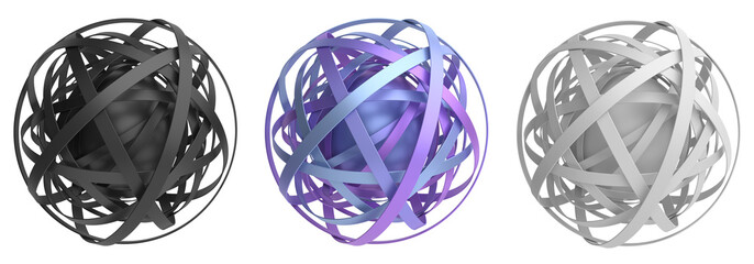 Set of abstract spheres, 3d render