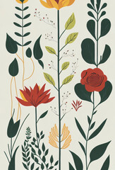 Fototapeta premium seamless pattern with leaves and flowers