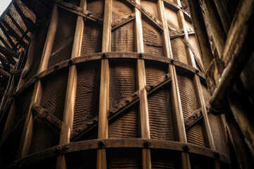 Timeless Industrial Charm: A Macro View of a Rustic Cooling Tower, Showcasing Vintage Appeal and Sustainable Engineering