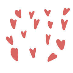 Illustration sketch hearts Red background