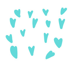 Illustration sketch hearts blue background