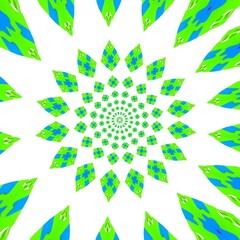 abstract fractal with a circular pattern in blue and green colors