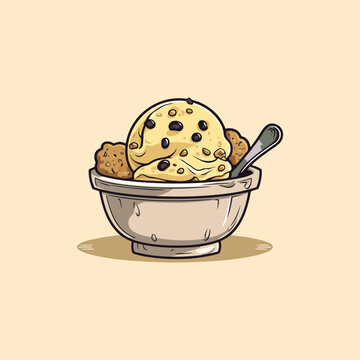 recommend clip art: chocolate chip cookie dough ice cream clip art illustration