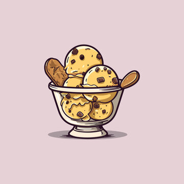 recommend clip art: chocolate chip cookie dough ice cream clip art illustration