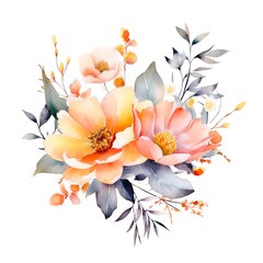 Bouquet of flowers on white background