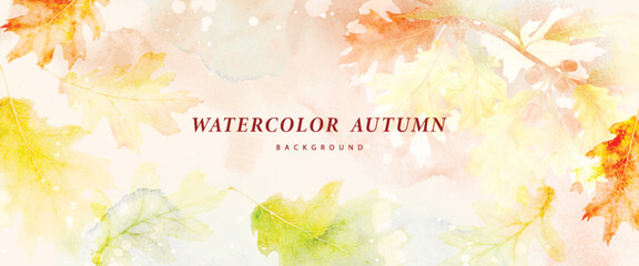 Watercolor abstract art background autumn collection