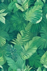 Green leaves seamless pattern