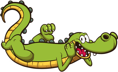 Cartoon Crocodile. Vector illustration with simple gradients.