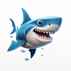 Fototapeta premium Shark, cartoon style, white background
