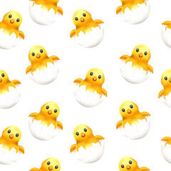 Cute seamless pattern with chicks