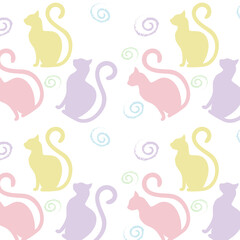 Cute seamless pattern with cats