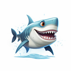 Shark, cartoon style, white background