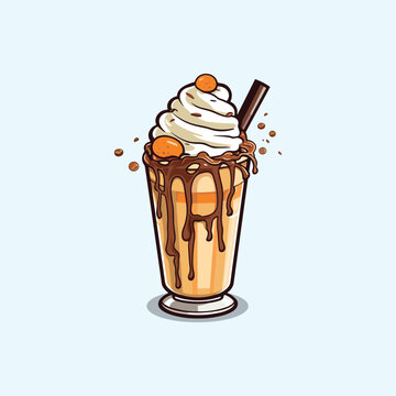 chocolate milkshake with whipped cream clip art preview