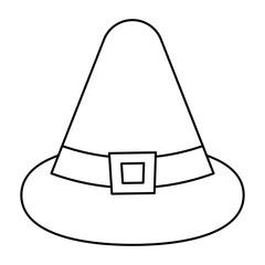 Halloween witch hat line icon.