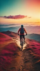 Fototapeta premium A man cycling along a scenic dirt road