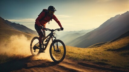 A man riding a bike down a dirt road