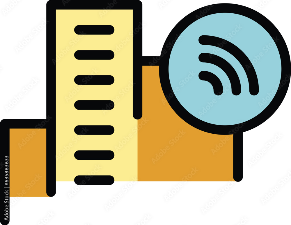 Poster wifi network icon outline vector. computer stay. work video color flat