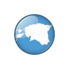 Estonia Circle Button Europe Country Map Vector Template