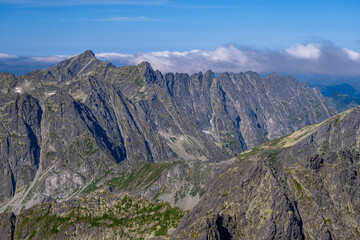 A view on the Mount Krivan and the High Tatras from the Rysy peak.