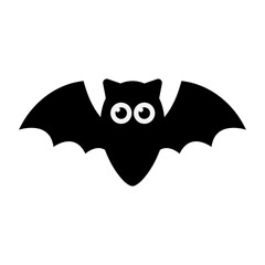 Cute flying bat cartoon halloween icon.