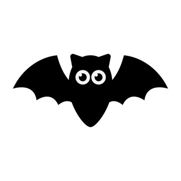 Cute flying bat cartoon halloween icon.