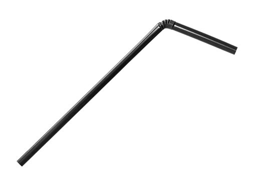 Black drinking straw isolated on transparent PNG.