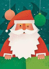 Funny Santa Claus for holiday winter greeting card with copy space. Christmas cute character
- 635866253