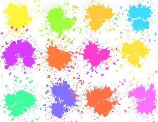 blots and splashes of paint of different bright colors