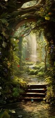 surreal, a beautiful secret garden. A quiet and bright place. - obrazy, fototapety, plakaty