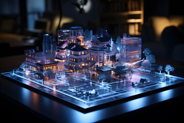 holographic augmented reality technology industry architecture 3D modeling.