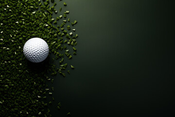 Golf ball with sport background design for banner with copy space.Created with Generative AI technology.