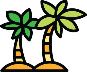 Jakarta palm tree icon outline vector. City monas. Ondel landscape color flat