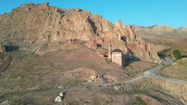 Ishak Pasha Palace Agri province Turkey.The historical palace is a touristic area and the number of visitors is quite high.