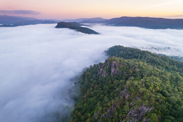 Landscape in the morning at Pha Muak mountain, border of Thailand and Laos, Loei province, Thailand.