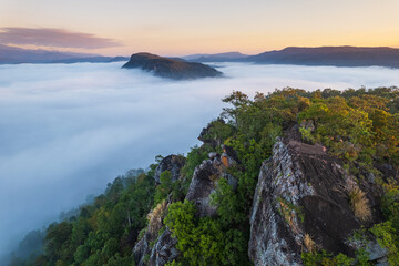 Landscape in the morning at Pha Muak mountain, border of Thailand and Laos, Loei province, Thailand.