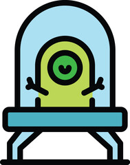 Ufo monster ship icon outline vector. Space alien. Rocket comic color flat