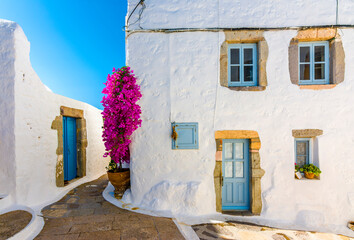 Chora Village old street view in Patmos Island