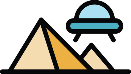 Pyramid alien ship icon outline vector. Space ufo. Rocket astronaut color flat