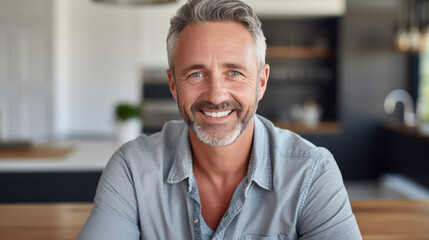 Fototapeta premium Middle-aged man smiles at the camera.