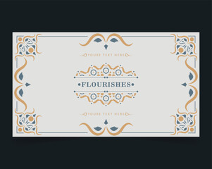 Vintage ornament greeting card vector template