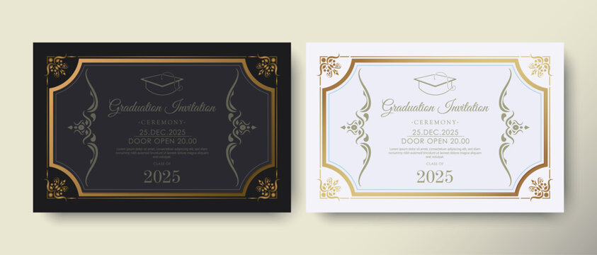 Elegant graduation invitation template with ornament
